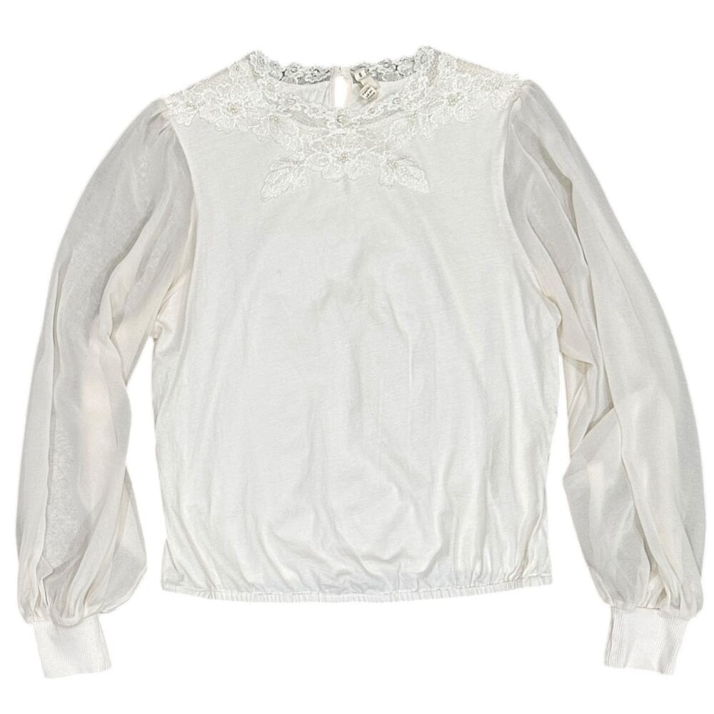 Anthropologie Tiny Long-Sleeve
Mock-Neck Lace Embellished Top